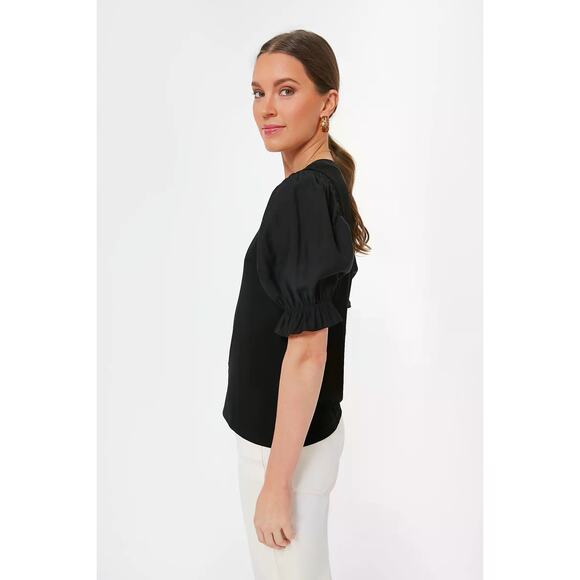 POMANDER PLACE Black Livia Puff Sleeve Top Size XL NWT Retail $88 Tuckernuck - Picture 5 of 6